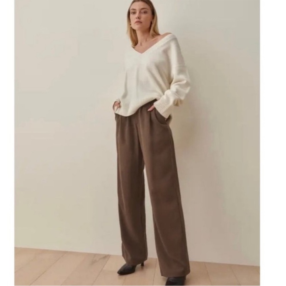 Reformation Wide-Leg Trousers in Chocolate Brown